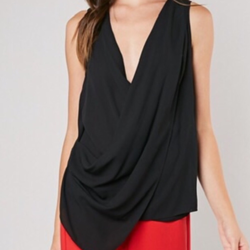 Black Sleeveless Draped Top NWT